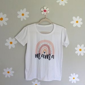 Rainbow Mama White T-Shirt Boho Terracotta Color Rainbow